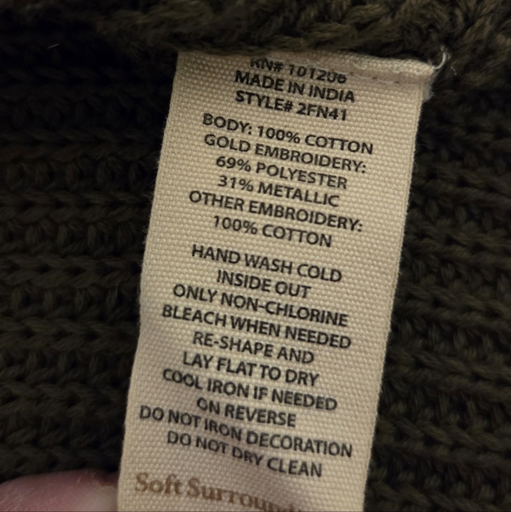 Soft Surroundings Enchanted Forest Cardigan Sweater 3d Knit Green 2FN41 Large - Picture 9 of 9